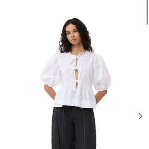 Ganni tie-front blouse